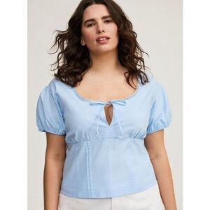 Torrid Womens Lace Trim Crop Top Size 1 Blue Scoop Neck Top